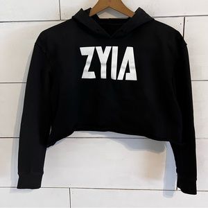 Zyia Cropped Logo Hoodie. Size Small. EUC